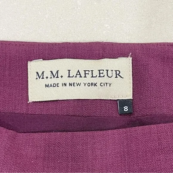 M.M. Lafleur Classic Flat Front A Line Mini Skirt Plum 8 - Picture 3 of 4
